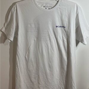 Columbia White Short Sleeve Tee Classic Crew Neck